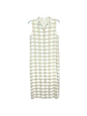 Talbots Petites 12P Linen Blend Shirt Dress Buffalo Check Beach Cruise Career